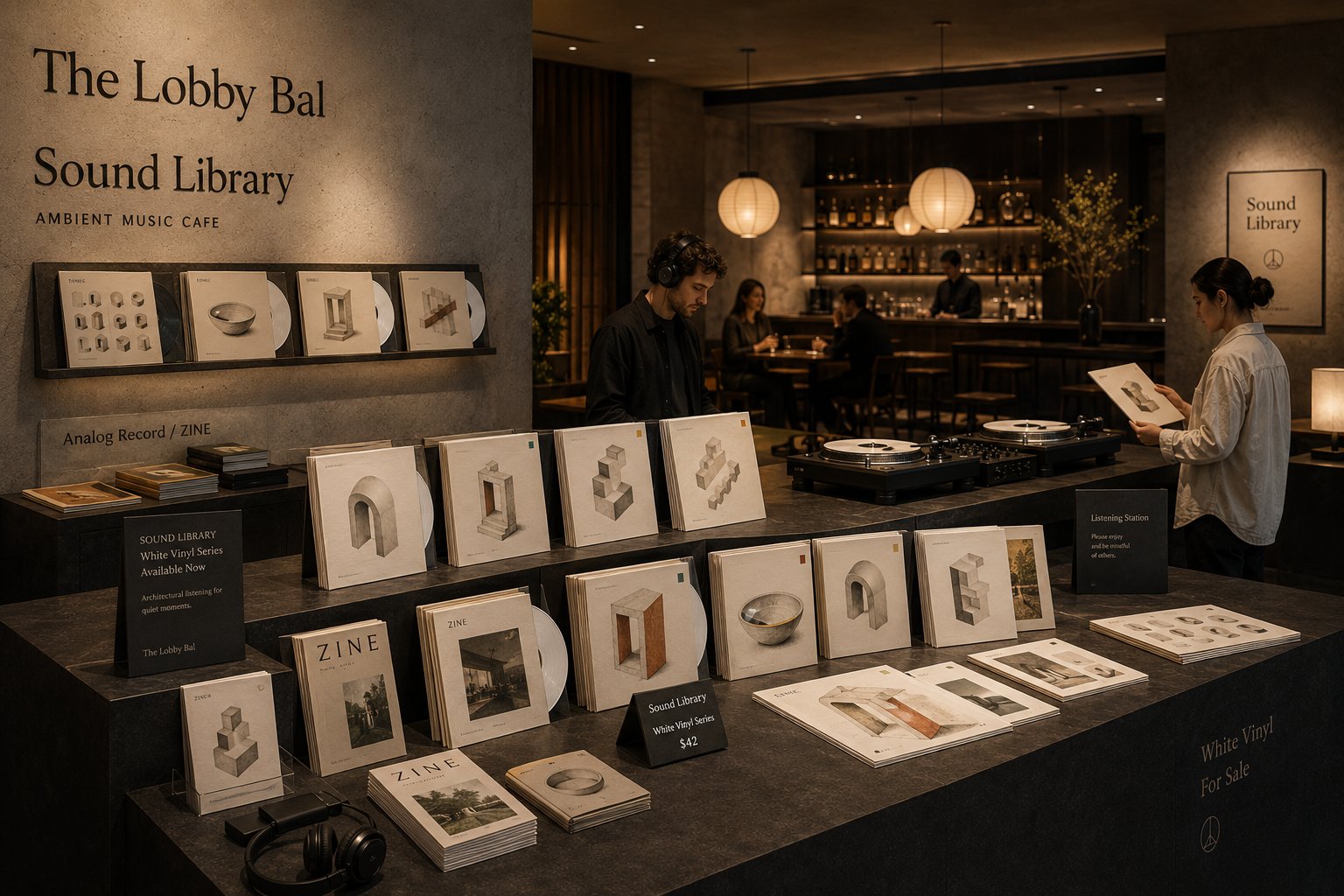 The Lobby Bal Sound Library 物販カウンター — 文化資産としての音楽の象徴