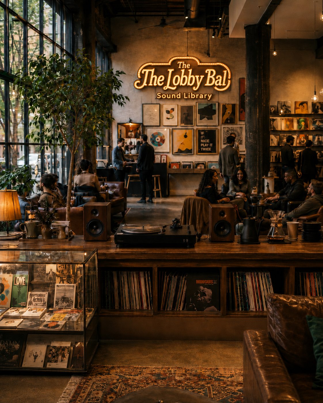 The Lobby Bal Sound Library マーキーサインのあるロビーラウンジ